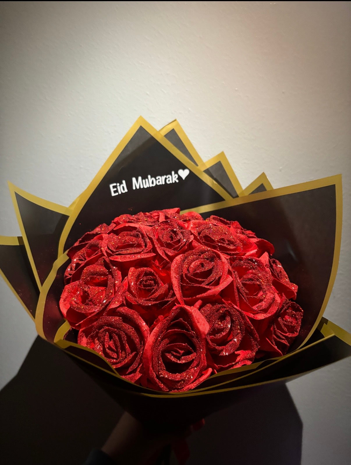 Forever Large Glitter Red Rose Bouquet (with Vinyl Stickers)