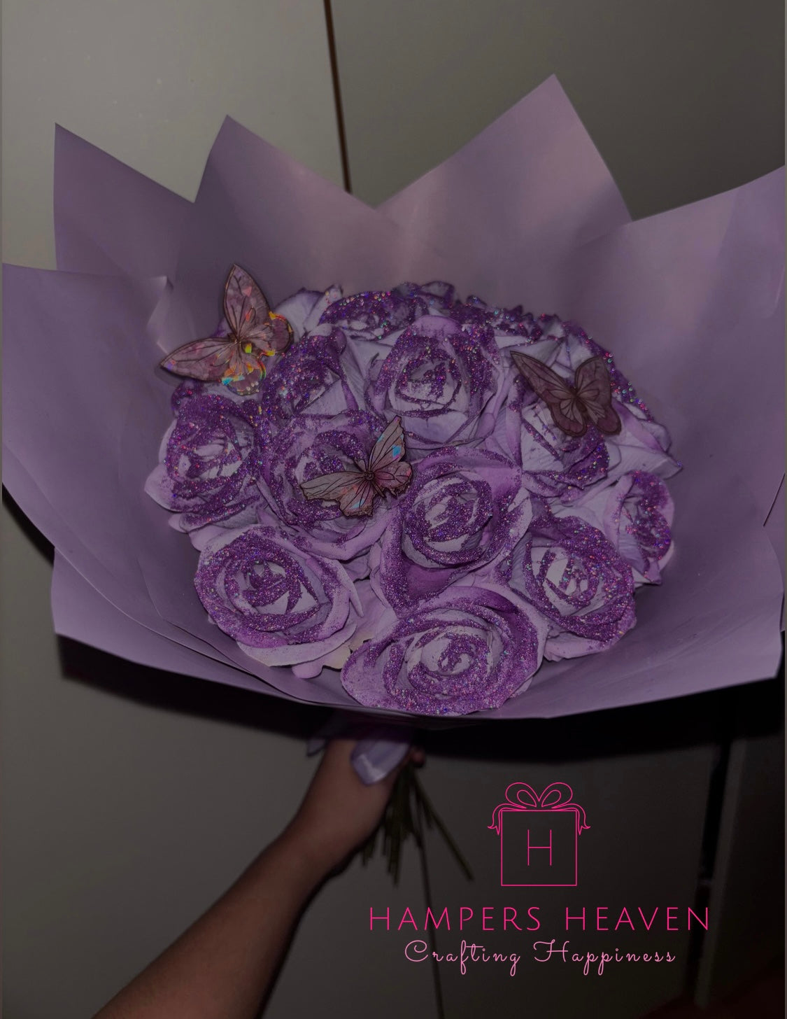 Forever Purple Glitter Rose Bouquet – Hampers Heaven