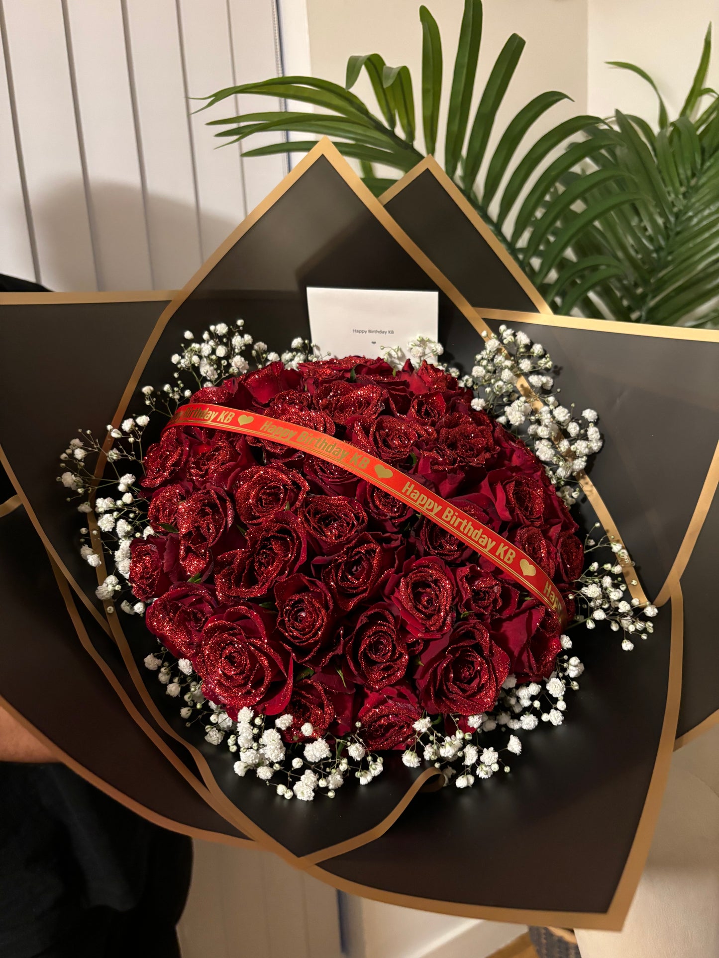 Large Fresh Glitter Red Rose Bouquet