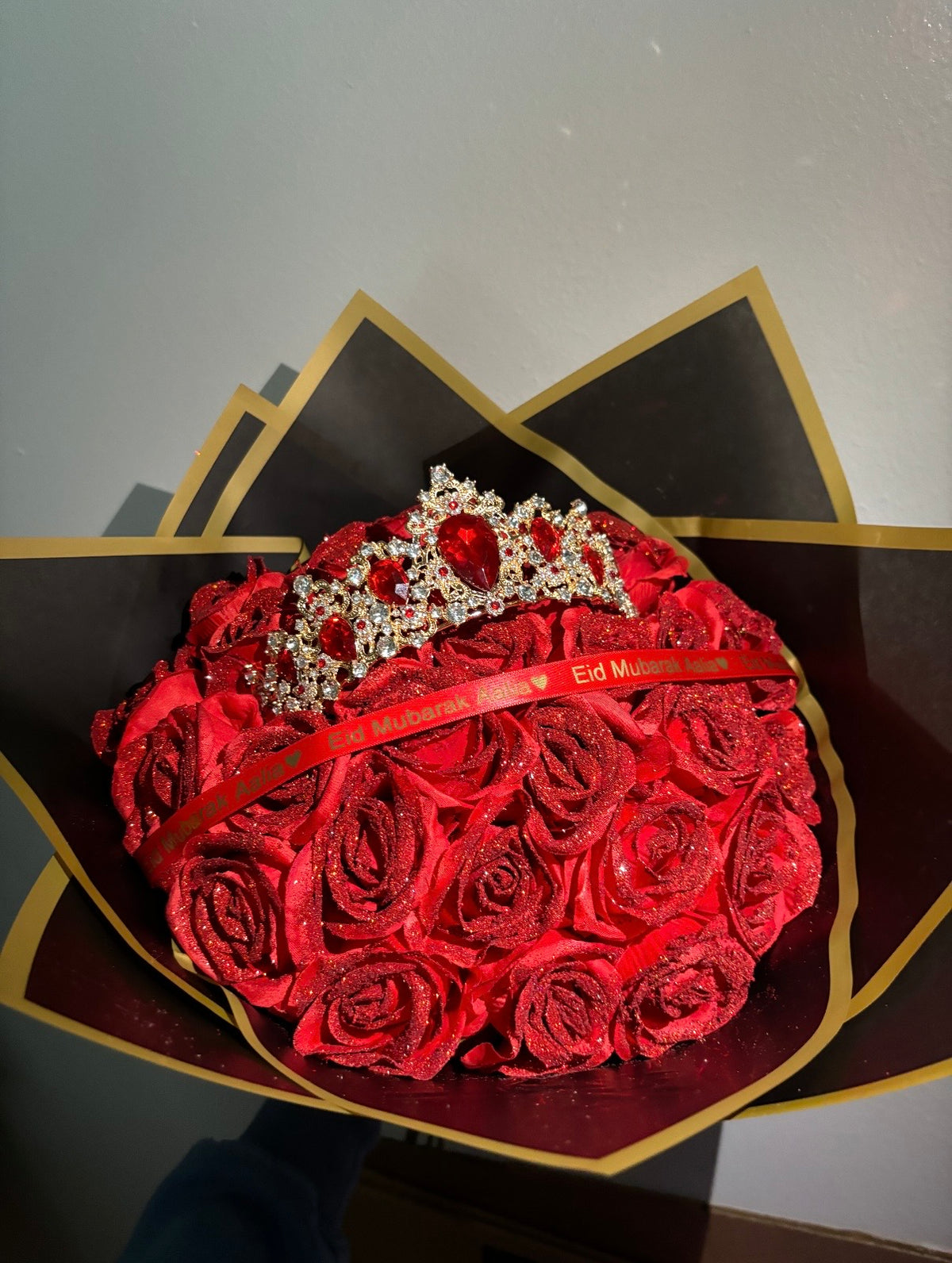 Forever Glitter Red Rose Bouquet, Crown