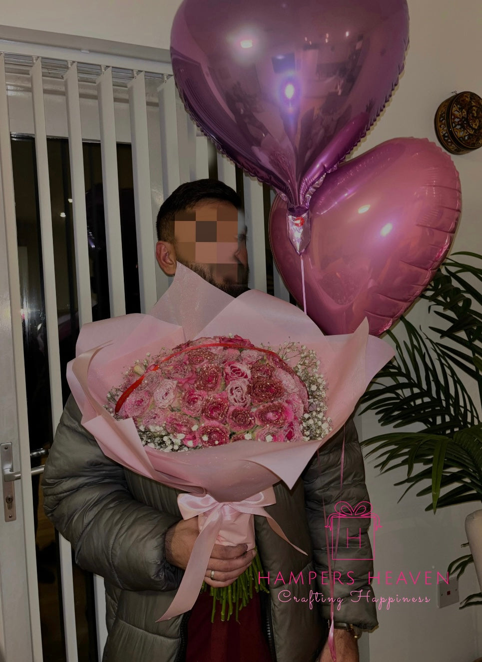 Fresh Pink Rose Glitter Bouquet
