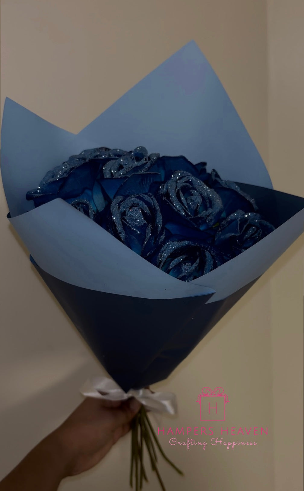 Blue Sparkle Roses Blue Forever Glitter Roses – Hampers Heaven