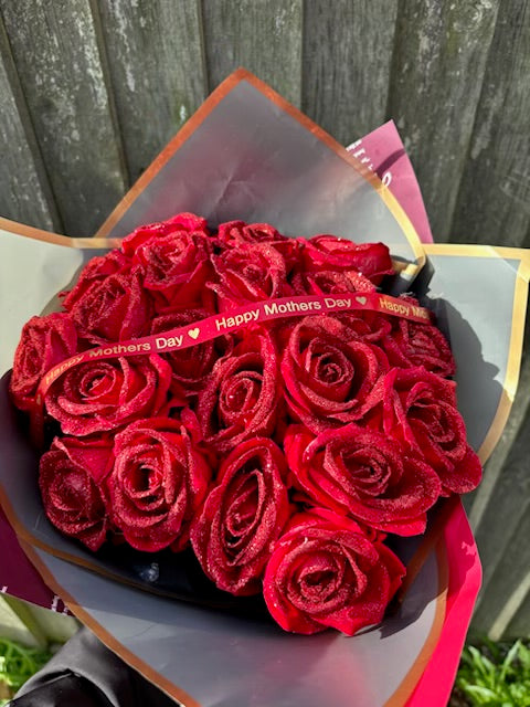 Forever Large Red Glitter Rose Bouquet