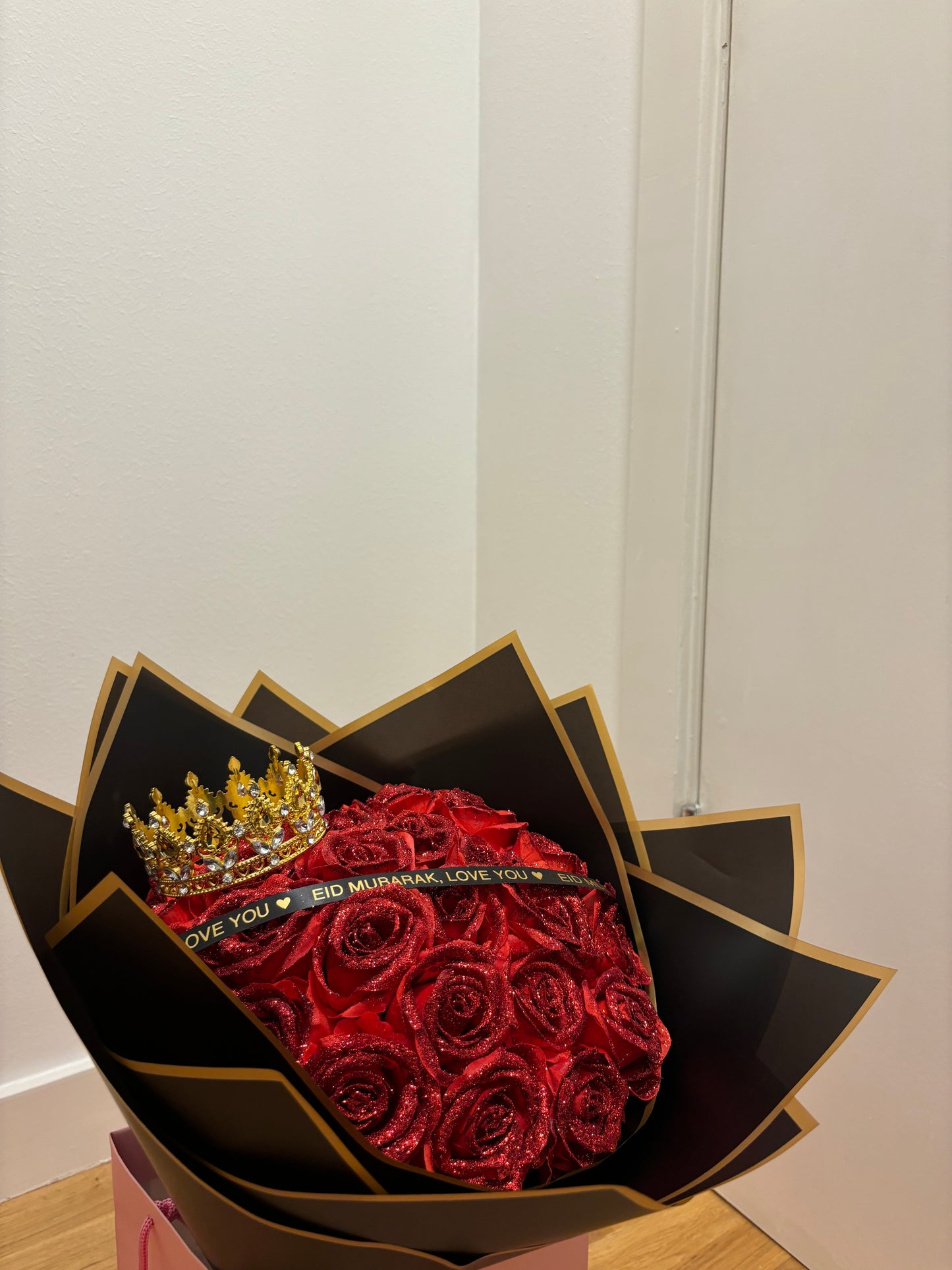 Forever Glitter Red Rose Bouquet with Tiara