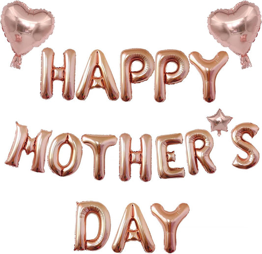 16 Inch Rose Gold Happy Mothers Day Balloon Set