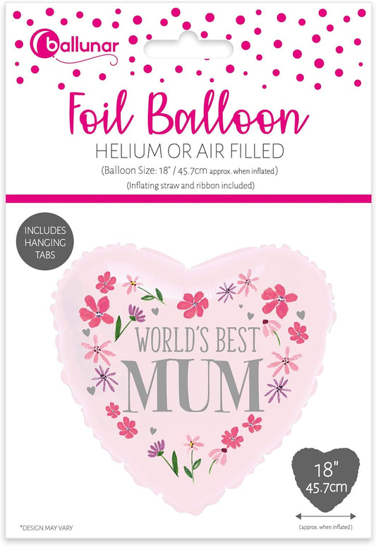 18 Inch World's Best Mum Pink Loveheart Balloon